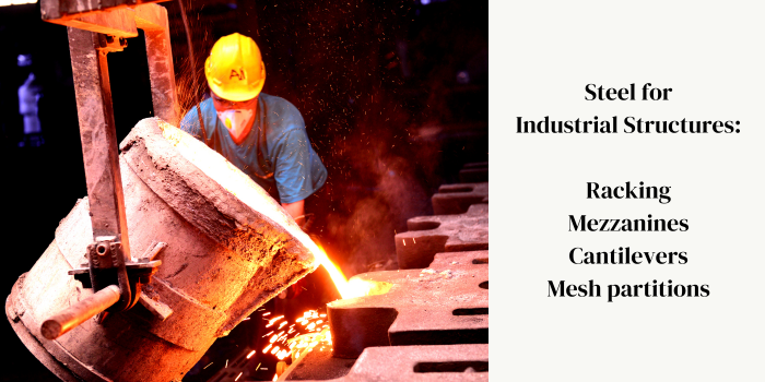 Steel for industrial structures: Racking, Mezzanines, Cantilevers, Mesh partitions